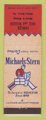 Matchbook Cover Michaels Stern Men's Clothes Fowler Dick Walker Wilkes Barre PA