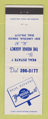 Matchbook Cover - Hodge Real Estate Agency Venice CA
