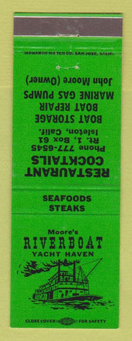 Matchbook Cover - Moore's Riverboat Yacht HAVen Restaurant Isleton CA