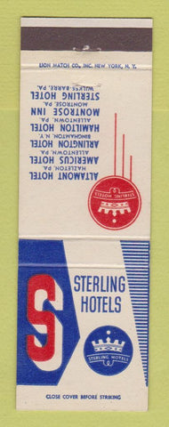 Matchbook Cover - Sterling Hotels Hazleton Allentown Montrose Wilkes Barre PA