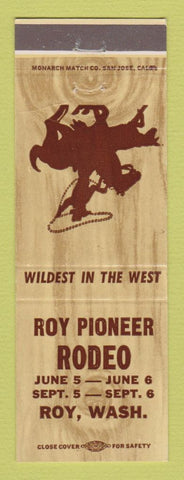 Matchbook Cover - Roy Pioneer Rodeo Roy WA