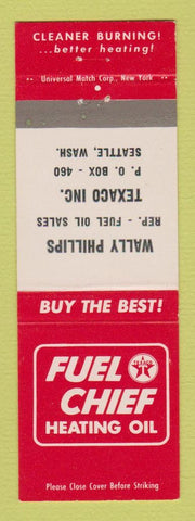 Matchbook Cover Texaco oil gas Fuel Chief Heating Oil Seattle WA Wally Phillips
