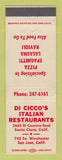Matchbook Cover - Di Cicco's Italian Restaurant San Jose Santa Clara CA Pizza