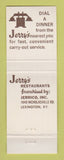 Matchbook Cover - Jerry's Restaurants Lexington KY