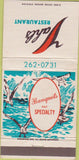 Matchbook Cover - Vahl's Restaurant Alviso CA 30 Strike