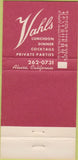 Matchbook Cover - Vahl's Restaurant Alviso CA 30 Strike