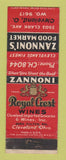 Matchbook Cover - Zannoni's Food Market Royal Crest Wine Cleveland OH WEAR