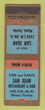 Matchbook Cover - San Juan Restaurant Bar Miami FL ADVANCE