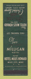Matchbook Cover - Milligan Hotel Miles Howard Miles City MT