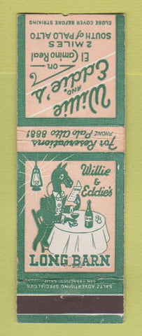 Matchbook Cover - Willie & Eddie's Long Barn Palo Alto CA