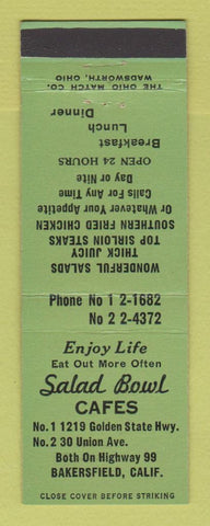 Matchbook Cover - Salad Bowl Cafes Bakersfield CA