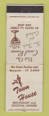 Matchbook Cover - Town House Restaurant San Jose CA