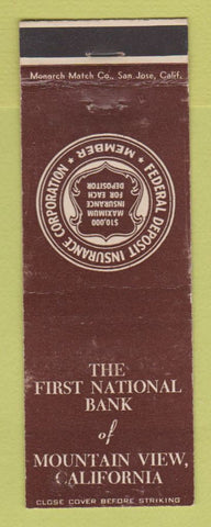 Matchbook Cover - First National Bank of Mountain View CA