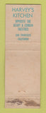 Matchbook Cover - Harvey's Kitchen Restaurant San Francisco CA