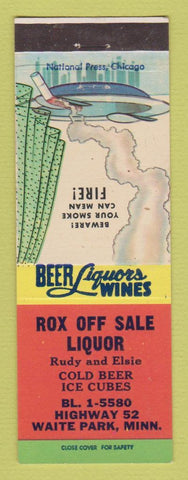 Matchbook Cover - Rox Off Sale Liquor Waite Park MN