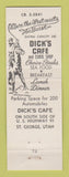Matchbook Cover - Dick's Cafe Gift Shop St George UT