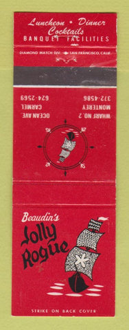 Matchbook Cover - Jolly Roger Restaurant Monterey Carmel CA Beaudin's