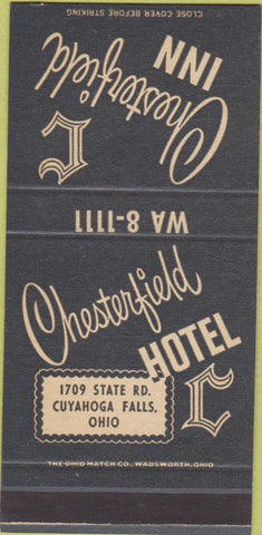 Matchbook Cover - Chesterfield Hotel Cuyahoga Falls OH 30 Strike