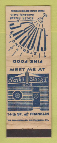 Matchbook Cover - Sterling Clark's Oakland CA