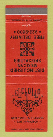 Matchbook Cover - El Chollo Restaurant San Francisco CA Mexican