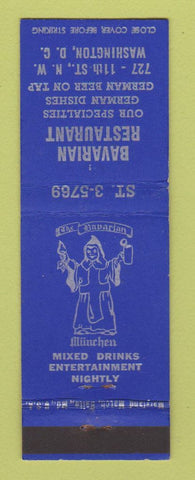 Matchbook Cover - Bavarian Restaurant Washington DC