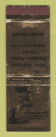 Matchbook Cover - Tokyo Sukiyaki Restaurant Washington DC WEAR