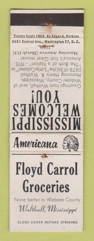 Matchbook Cover - Perkins Americana Floyd Carrol Grocery Walthall MS
