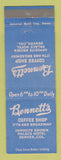 Matchbook Cover - Bennett's Coffee Shop Denver Colorado