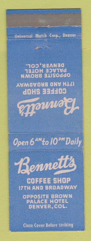 Matchbook Cover - Bennett's Coffee Shop Denver Colorado