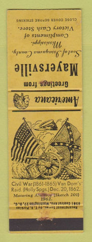Matchbook Cover - Perkins Americana Civil War Mayersville MS Victory Store WEAR