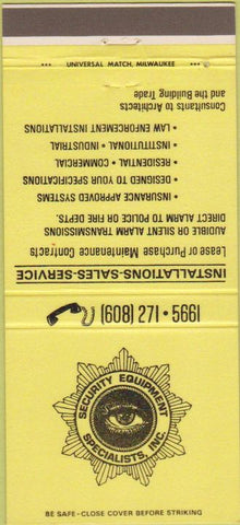 Matchbook Cover - Security Equipment Specialists Milwaukee? 30 Strike