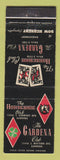 Matchbook Cover - Horseshoe Club Gardena Club Cards Poker CA
