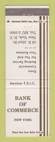 Matchbook Cover - Bank of Commerce New York City