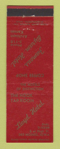 Matchbook Cover - Lloyd Hotel Des Moines IA