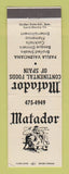 Matchbook Cover - Matador Spanish Restaurant CA? Paella Valenciana