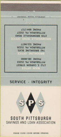 Matchbook Cover - South Pittsburgh Savings Loan Pittsburgh PA 30 Strike