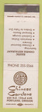 Matchbook Cover - Chinese Gardens Restaurant Portland OR WEAR