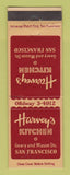 Matchbook Cover - Harvey's Kitchen Restaurant San Francisco CA