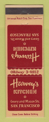 Matchbook Cover - Harvey's Kitchen Restaurant San Francisco CA
