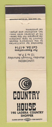 Matchbook Cover - Country House Restaurant Menlo Park CA