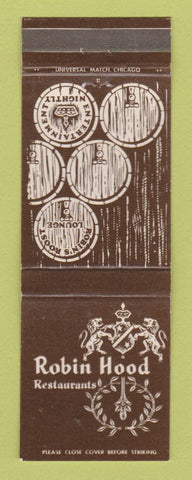 Matchbook Cover - Robin Hood Restaurants Chicago Mattoon IL Duluth MN