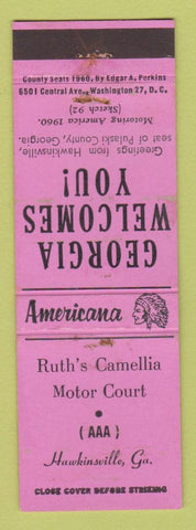 Matchbook Cover - Perkins Americana Camellia Motor Court Hawkinsville GA WEAR