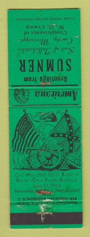 Matchbook Cover - Perkins Americana Civil War Sumner MS WORN