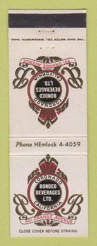 Matchbook Cover - Bonded Beverages Ltd Coronado CA