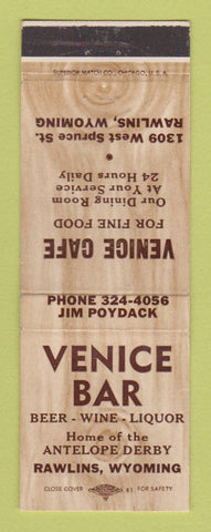 Matchbook Cover - Vence Bar Cafe Rawlins WY