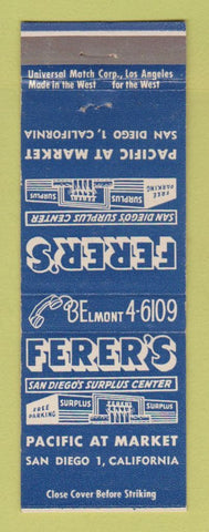 Matchbook Cover - Fefer's Surplus Store San Diego CA