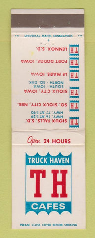 Matchbook Cover - Truck Haven Cafes Sioux Falls City SD IA Le Mars Fort Dodge IA