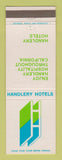 Matchbook Cover - Handlery Hotels CA Chain Oakland Monterey San Diego CA