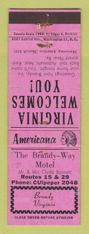 Matchbook Cover - Perkins Americana Brandy Way Motel Brandy VA WEAR