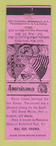 Matchbook Cover - Perkins Americana Civil War Bull Run VA